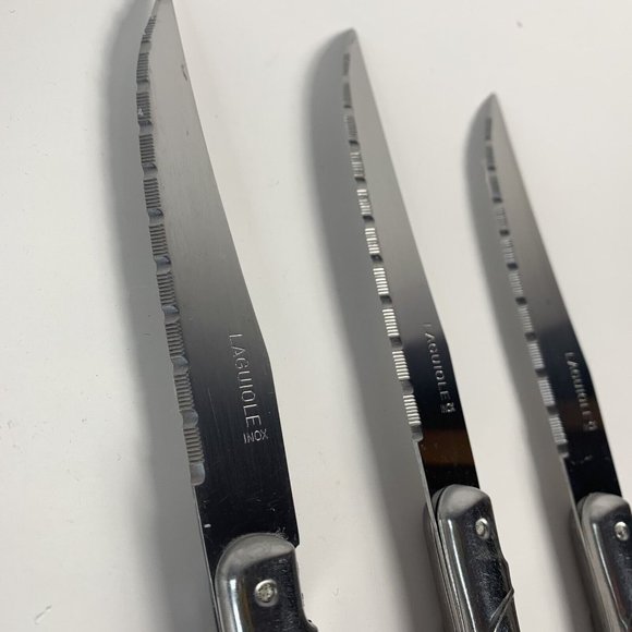 Vintage Laguiole Steak Knife Set Inox France Silver Stainless Steel Set of 3 - Picture 3 of 5